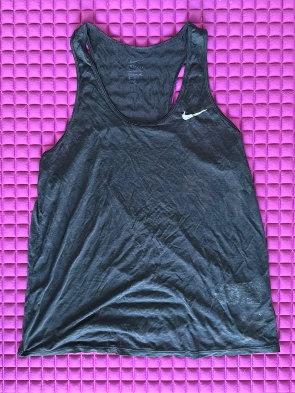 Nike Dri-FIT Racerback Tank Top Black Heather Size M